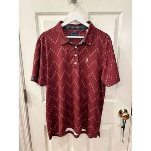 William Murray Burgundy Beer Print Golf Poli Shirt sz L EUC Ret.